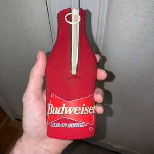 Vintage Budweiser Beer Bottle Zipper Koozie Long Neck Collectible with Tag 90s